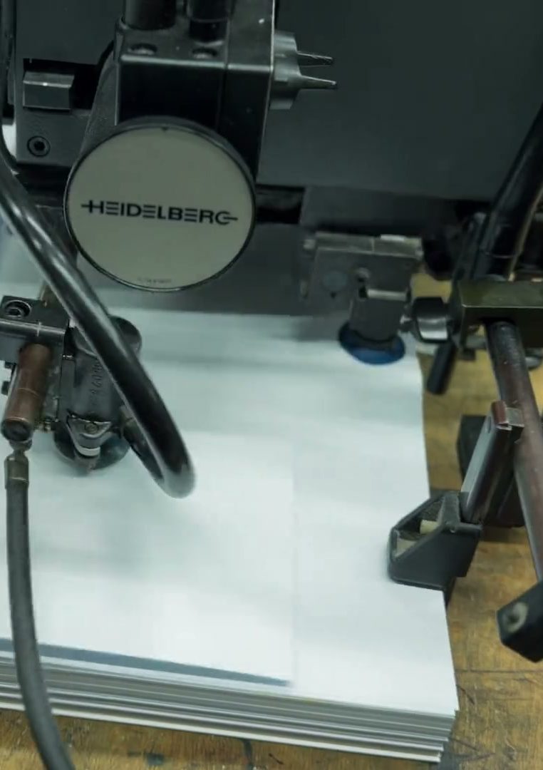 Heidelberg sheet feeder loaded with a fresh stack of paper