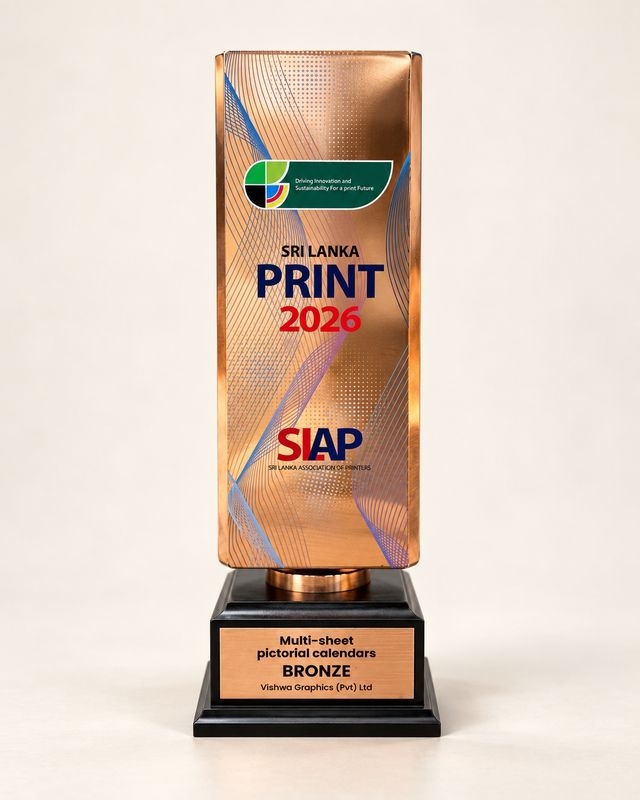 Bronze trophy from the Sri Lanka National Print Excellence Awards 2026